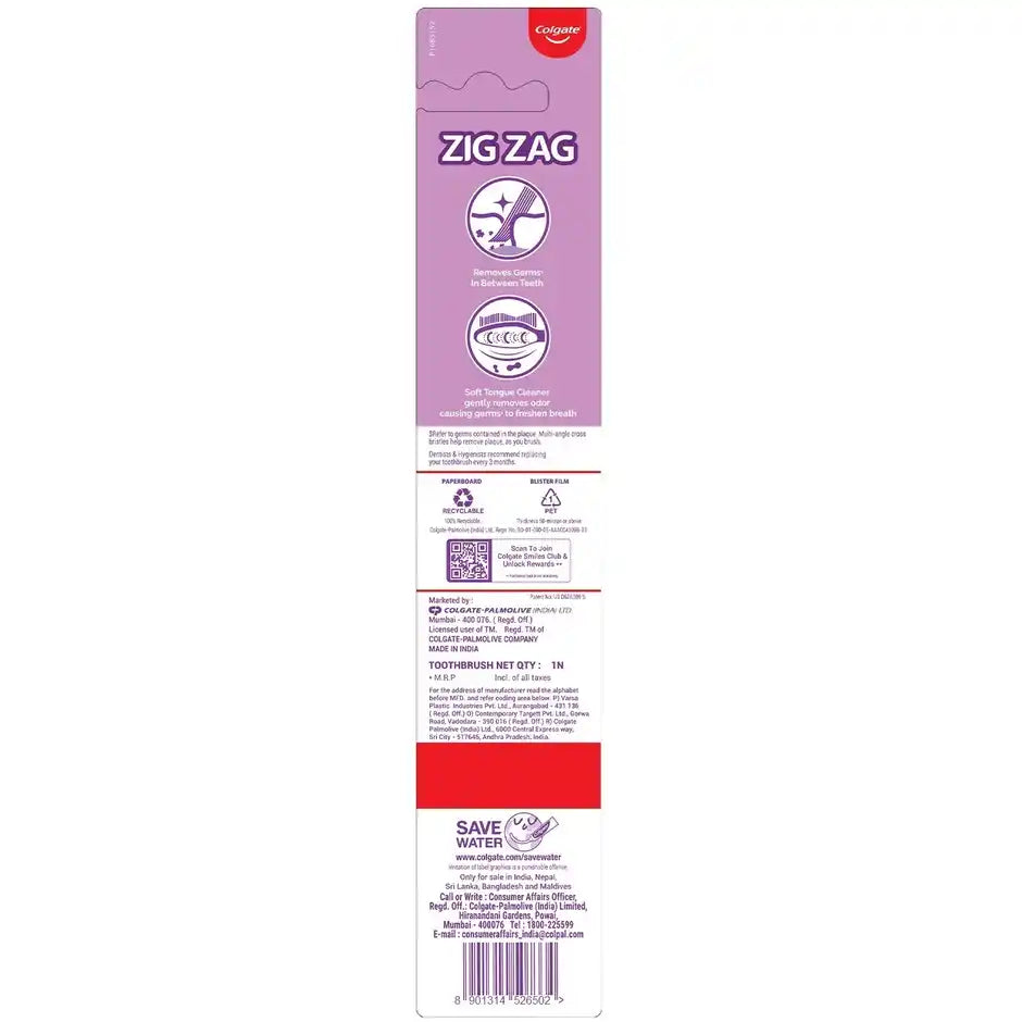 Colgate ZigZag Medium Bristle Toothbrush