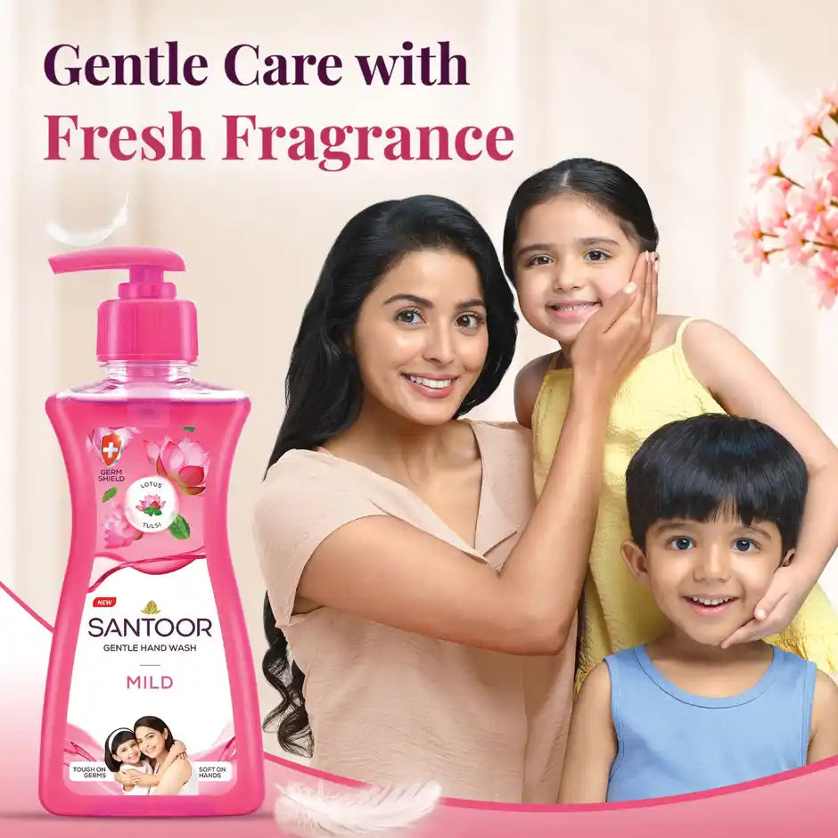 Santoor Mild Gentle Anti-Bacterial Hand Wash With Natural Goodness of Lotus and Tulsi