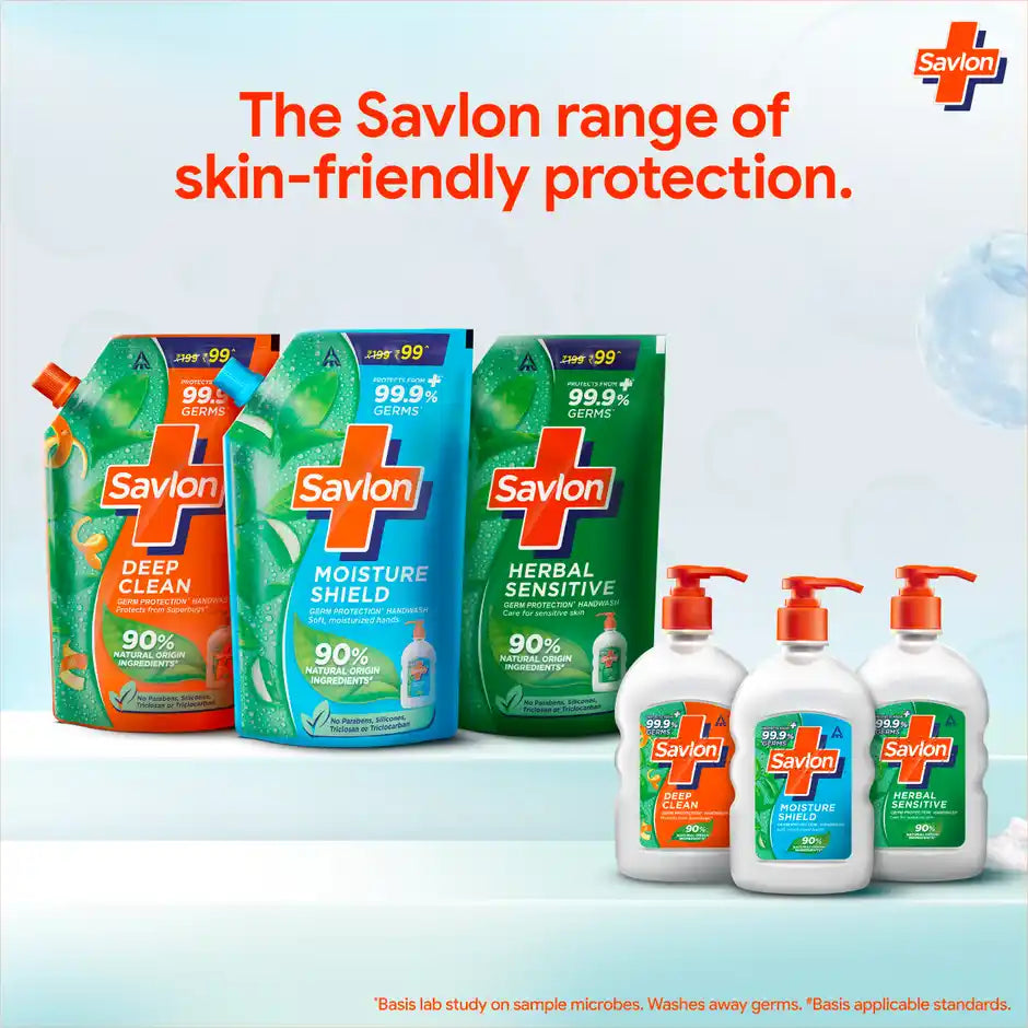 Savlon Moisture Shield Handwash Refill Pack 1.3L| For Soft Hands| Value Pack