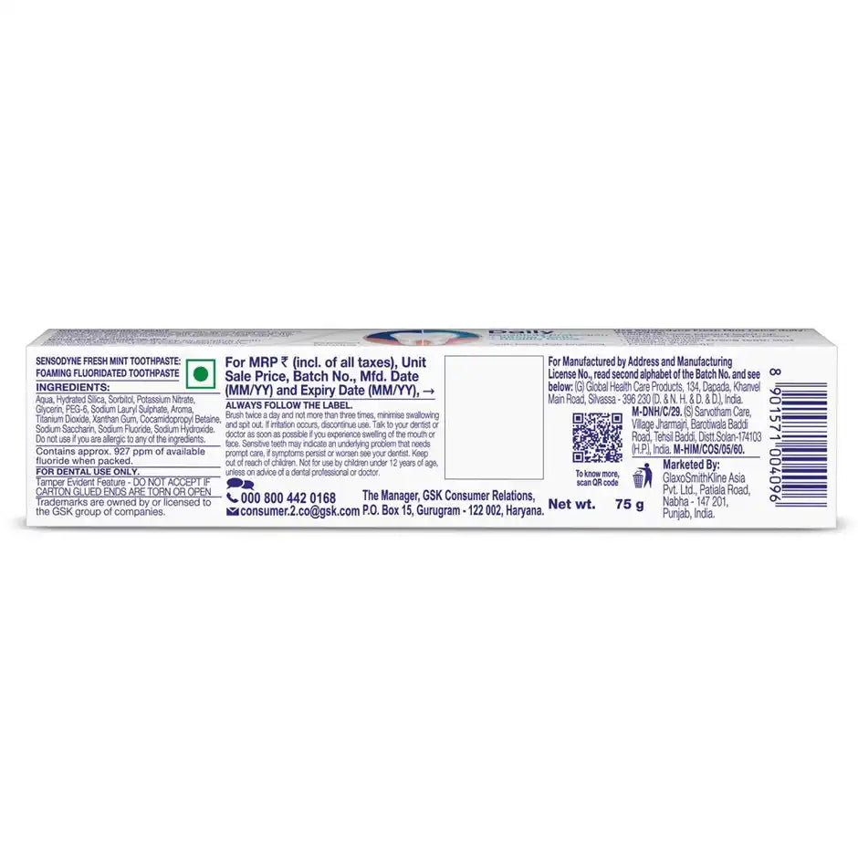 Sensodyne Fresh Mint Toothpaste (Strong Mint Flavour)