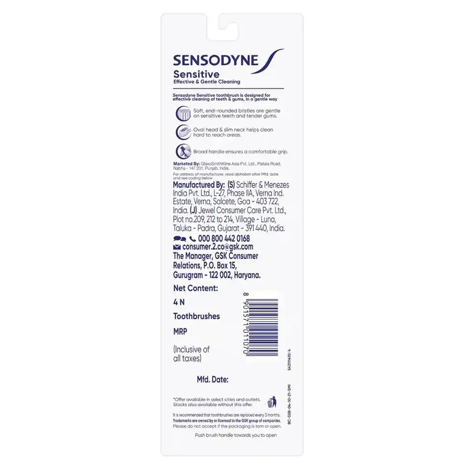 Sensodyne Sensitive Toothbrush Soft Bristles Brush Pack of 4