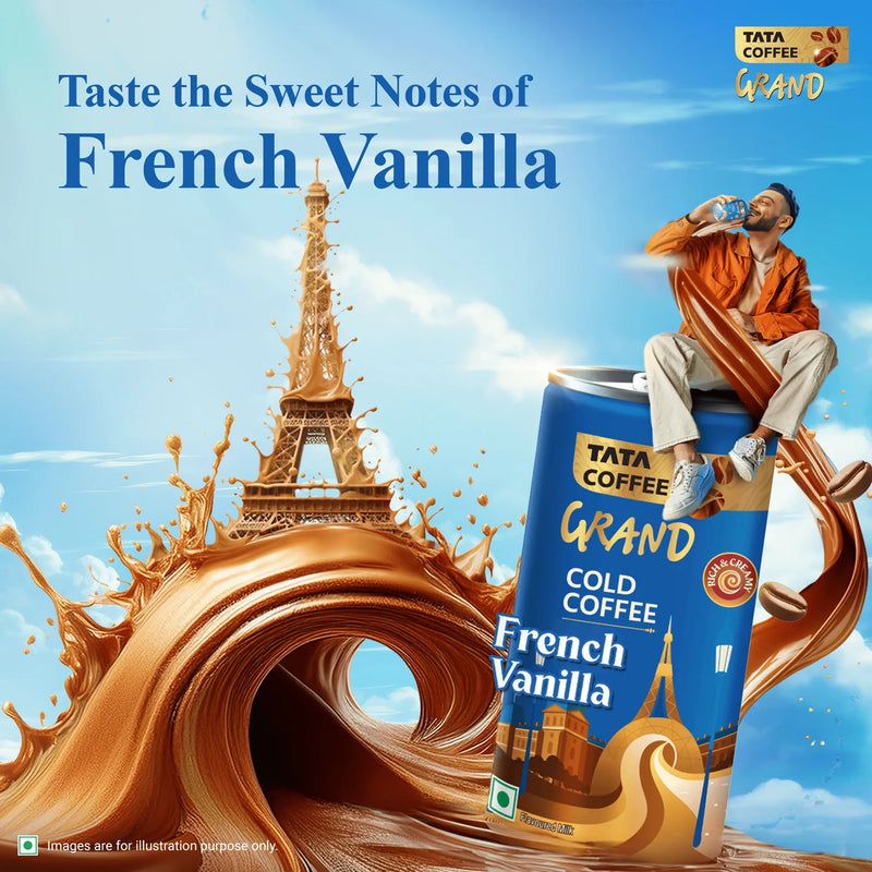 Tata Coffee Grand Ready To Drink Cold Coffee, French Vanilla, Flavoured Milk