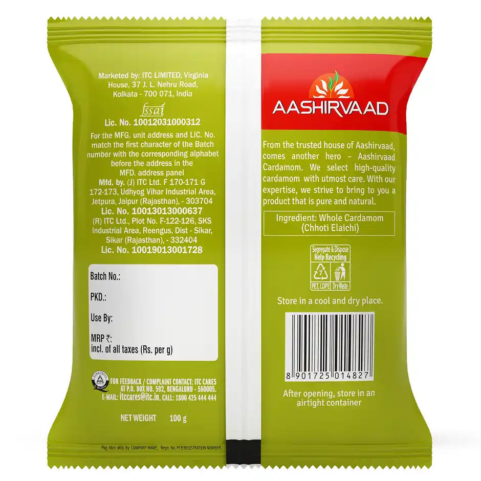 Aashirvaad Green Cardamom (Whole Elaichi) | 100 g Pouch