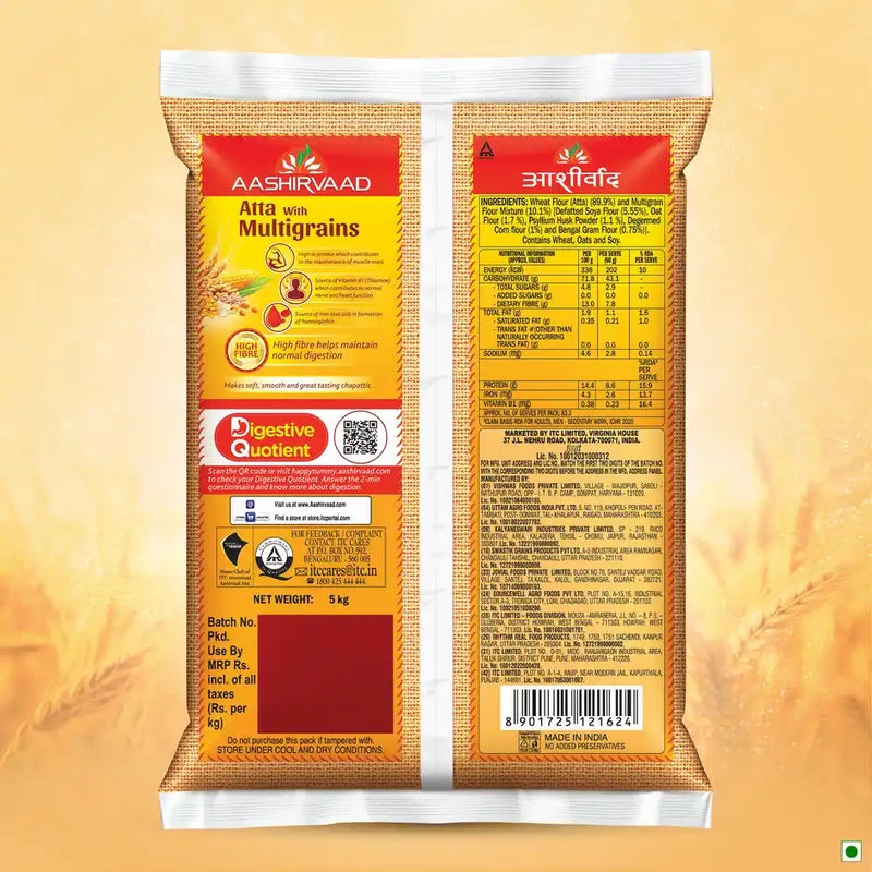Aashirvaad High Fibre Atta with Multigrains | 3 Rotis fulfil 35% Daily Fibre