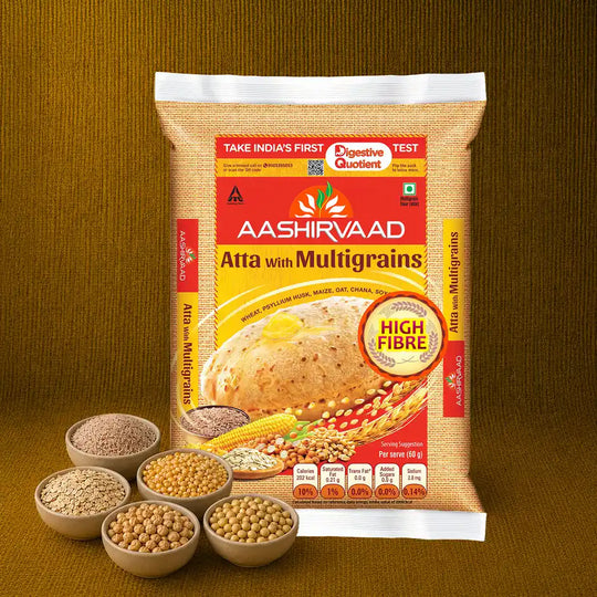 Aashirvaad High Fibre Atta with Multigrains | 3 Rotis fulfil 35% Daily Fibre