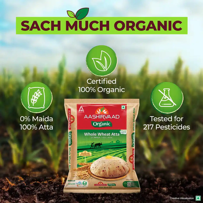 Aashirvaad Truly Organic Whole Wheat Atta, 0% Maida