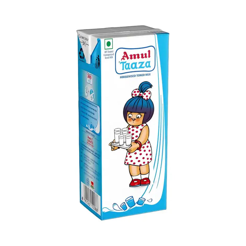 Amul Taaza Homogenised Toned Milk (Tetra Pack)
