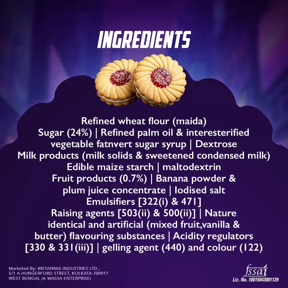 Britannia Treat Jim Jam Naughty Jam creme Biscuits | Trans Fat-free