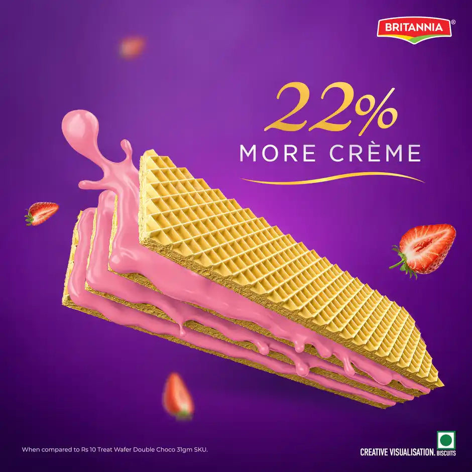 Britannia Treat Rich Creme Strawberry Flavoured Wafers