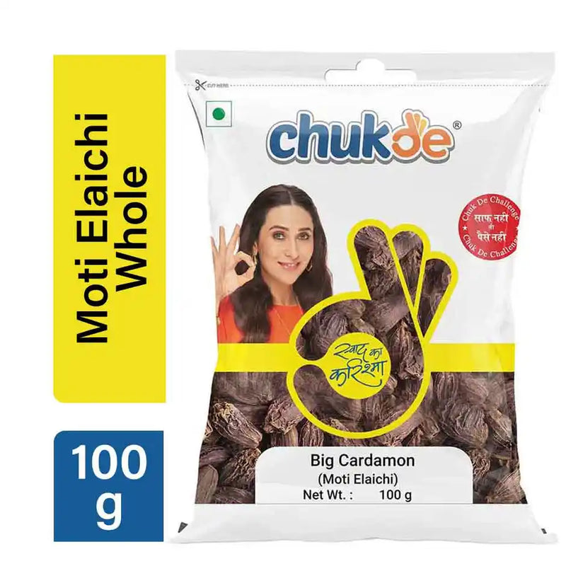 Chuk De Black Cardamom Whole (Badi Elaichi) 100g Pouch