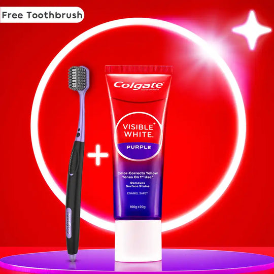 Colgate Visible White Purple Toothpaste and Free Toothbrush