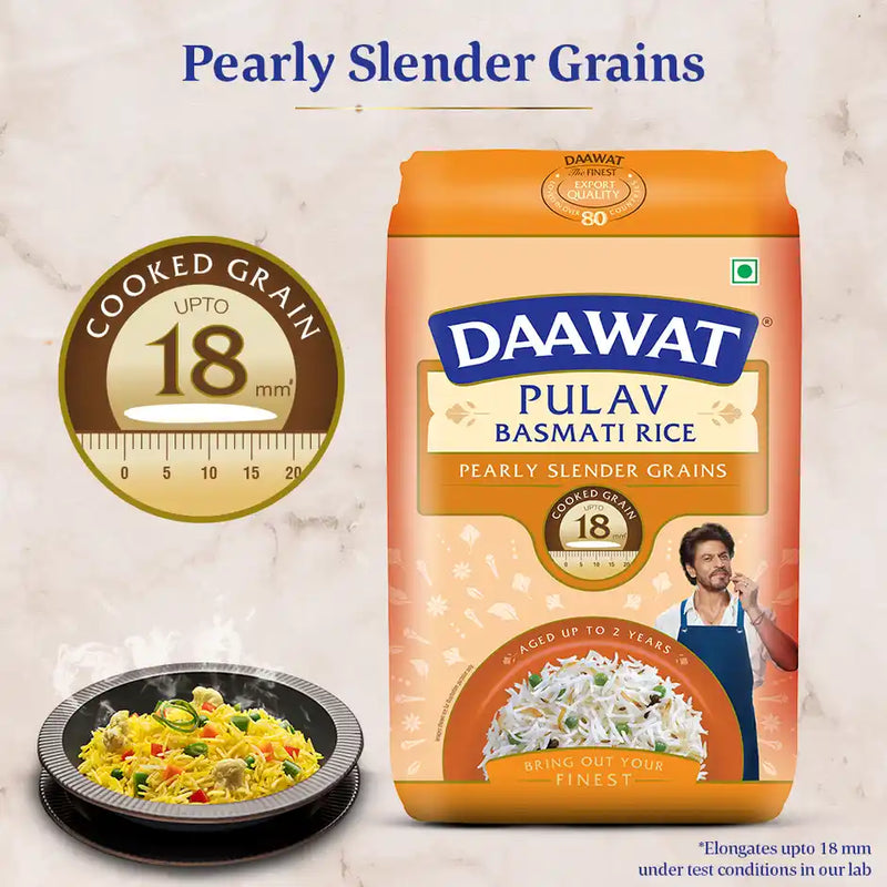 Daawat Pulav Pure Basmati Rice | Long Grain 5kg