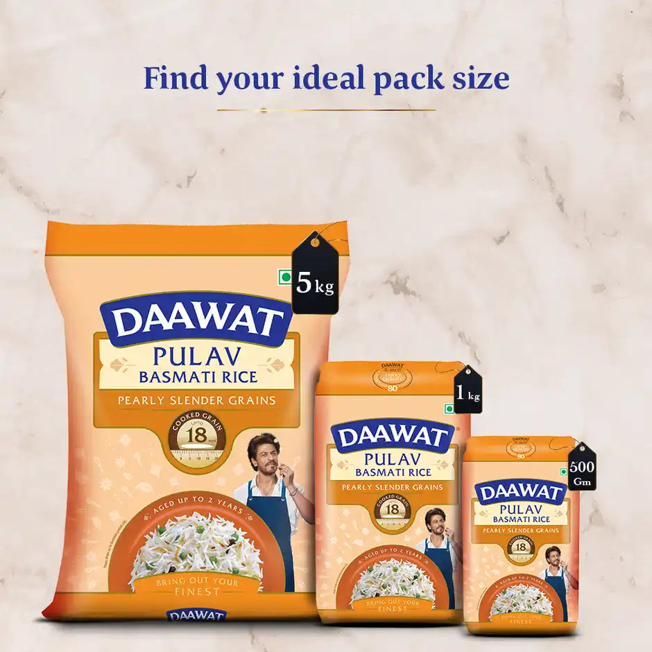 Daawat Pulav Pure Basmati Rice | Long Grain 5kg