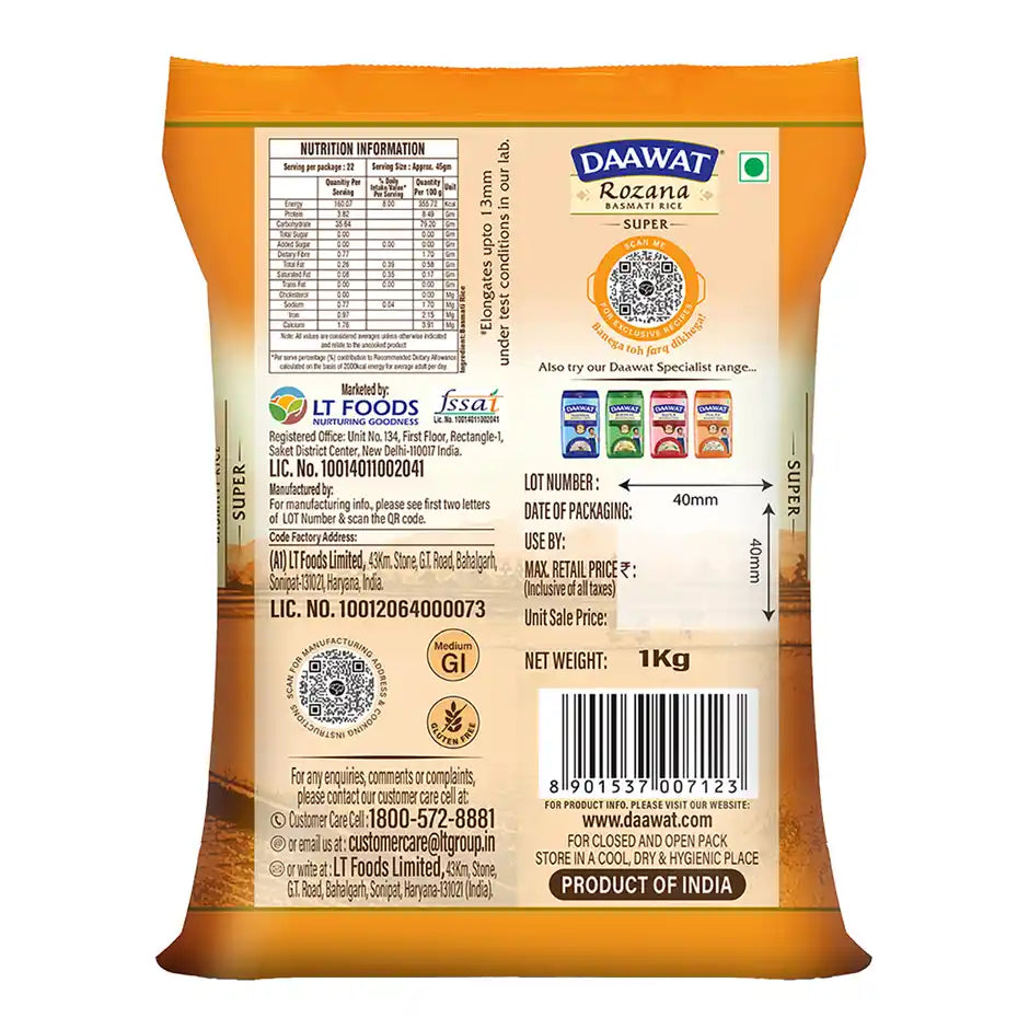 Daawat Rozana Super Basmati Rice | Medium Grain