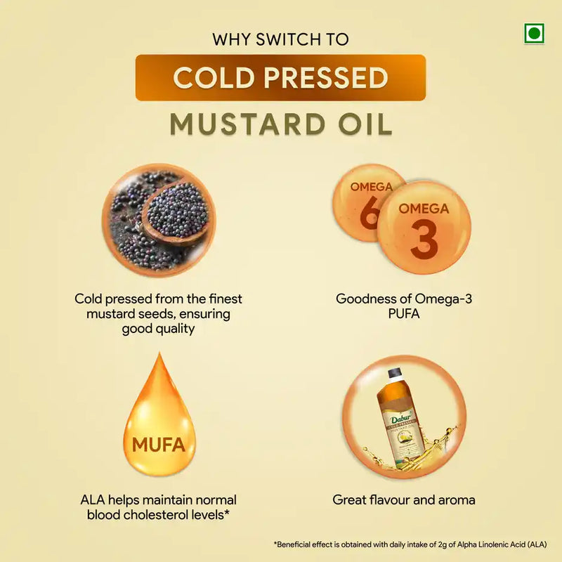 Dabur Mustard (Sarson) Cold Pressed Oil | Cooking Oil