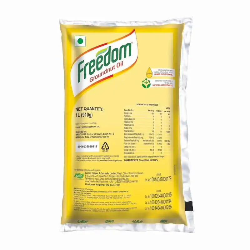 Freedom Double Filtered Groundnut Cooking Oil | Pouch