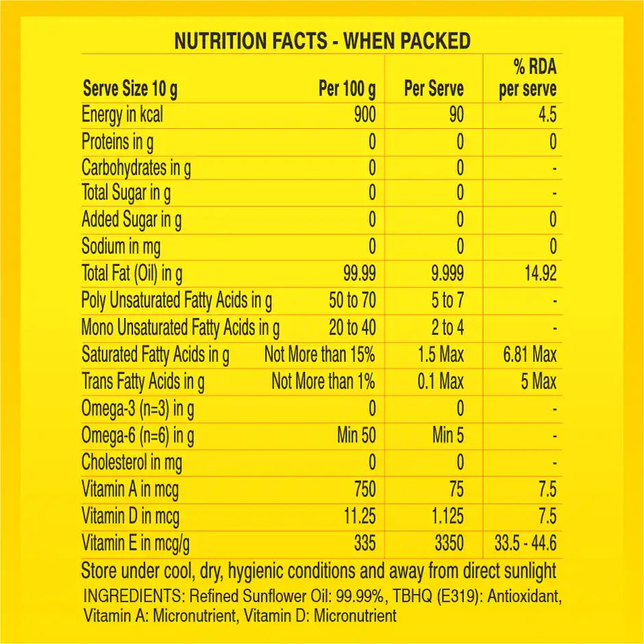 Freedom Refined Sunflower Oil Bottle