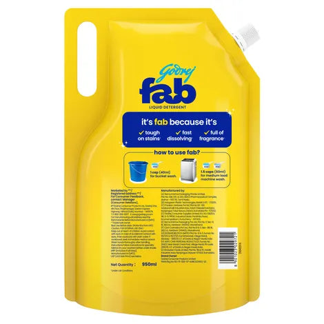 Godrej Fab Machine & Hashwash Detergent Liquid refill pouch