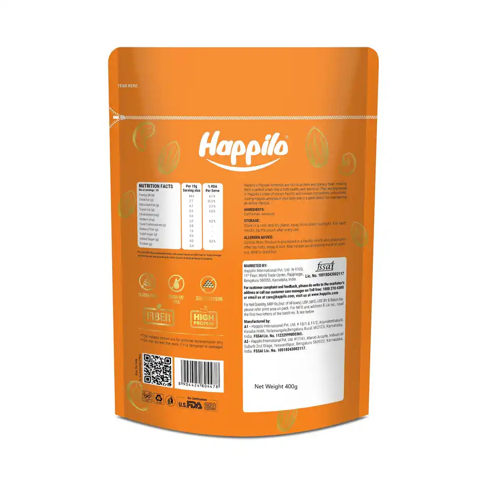 Happilo Popular California Almonds | Badam Dry Fruits