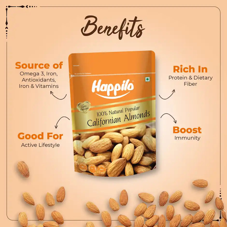 Happilo Popular California Almonds | Badam Dry Fruits