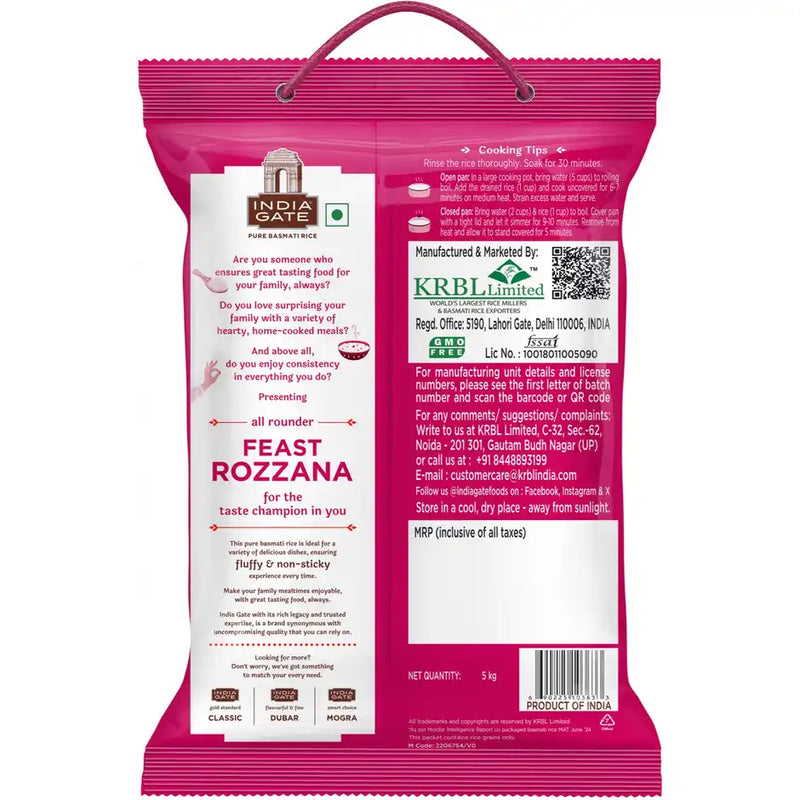 India Gate All Rounder Feast Rozzana Basmati Rice | Aged Rice | Fluffy and Non-Sticky