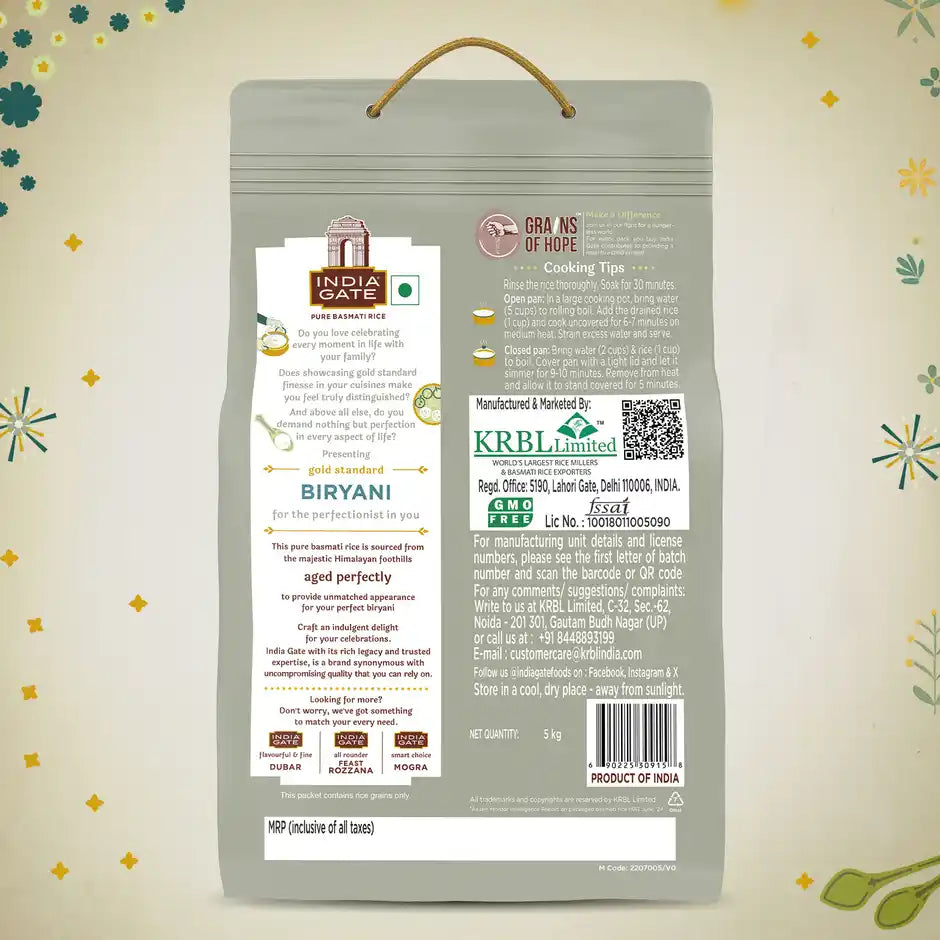 India Gate Biryani Gold Standard Basmati Rice | Perfectly Aged