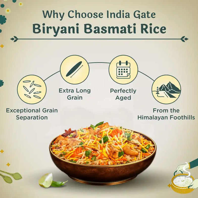 India Gate Biryani Gold Standard Basmati Rice | Perfectly Aged