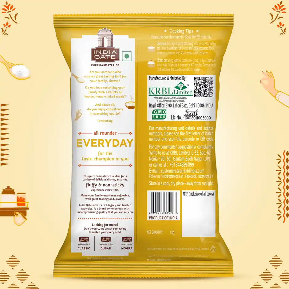 India Gate Everyday Basmati Rice | Fluffy Medium Grains