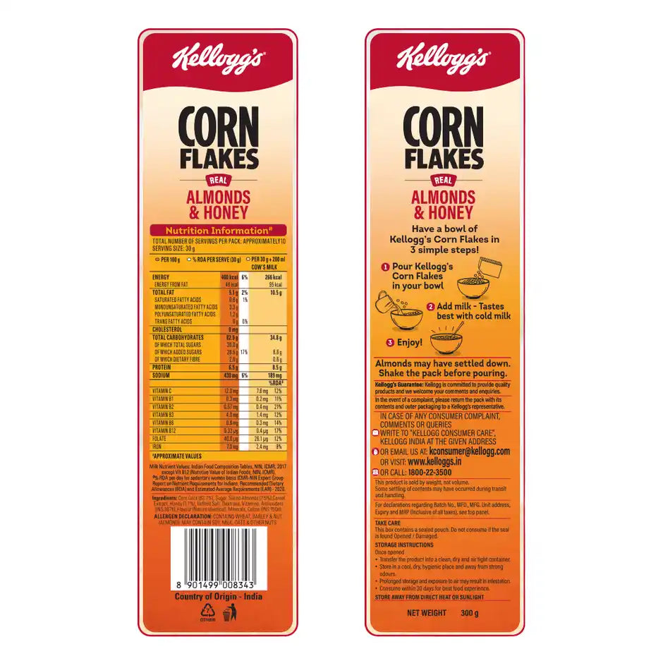 Kellogg's Corn Flakes Almonds & Honey Power Breakfast