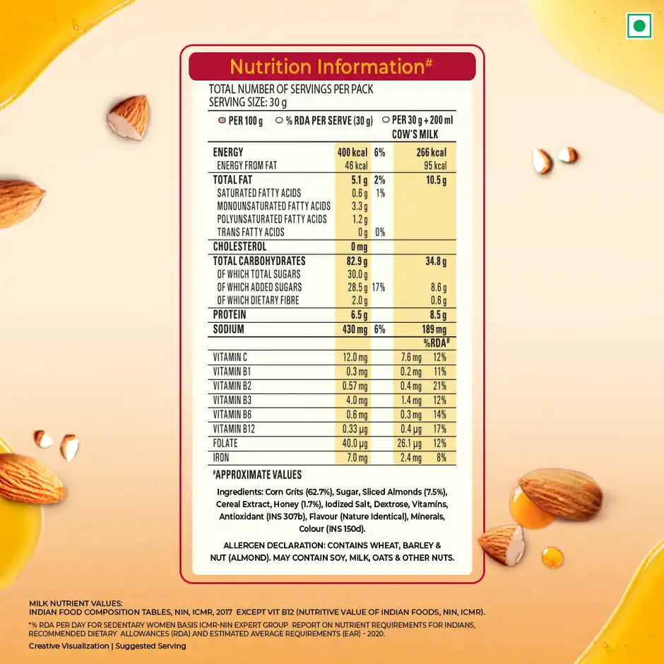 Kellogg's Corn Flakes Almonds & Honey Power Breakfast