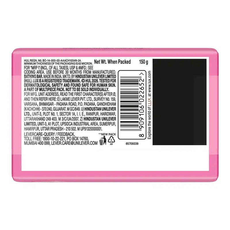 LUX Lush Rose Glowing Bathing Soap Bar with Vitamin C & E For Visibly Glowing Skin