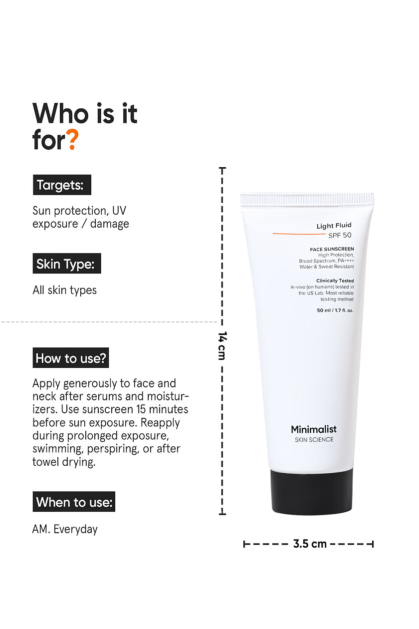 Minimalist Light Fluid Face Sunscreen SPF 50 PA++++