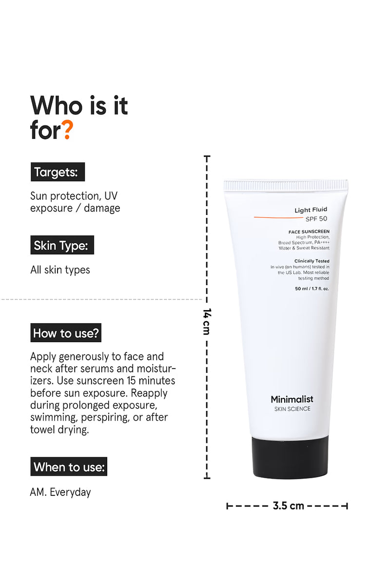 Minimalist Light Fluid Face Sunscreen SPF 50 PA++++