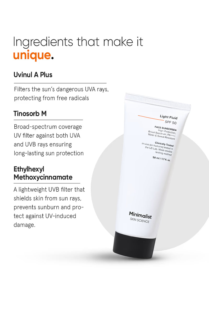 Minimalist Light Fluid Face Sunscreen SPF 50 PA++++