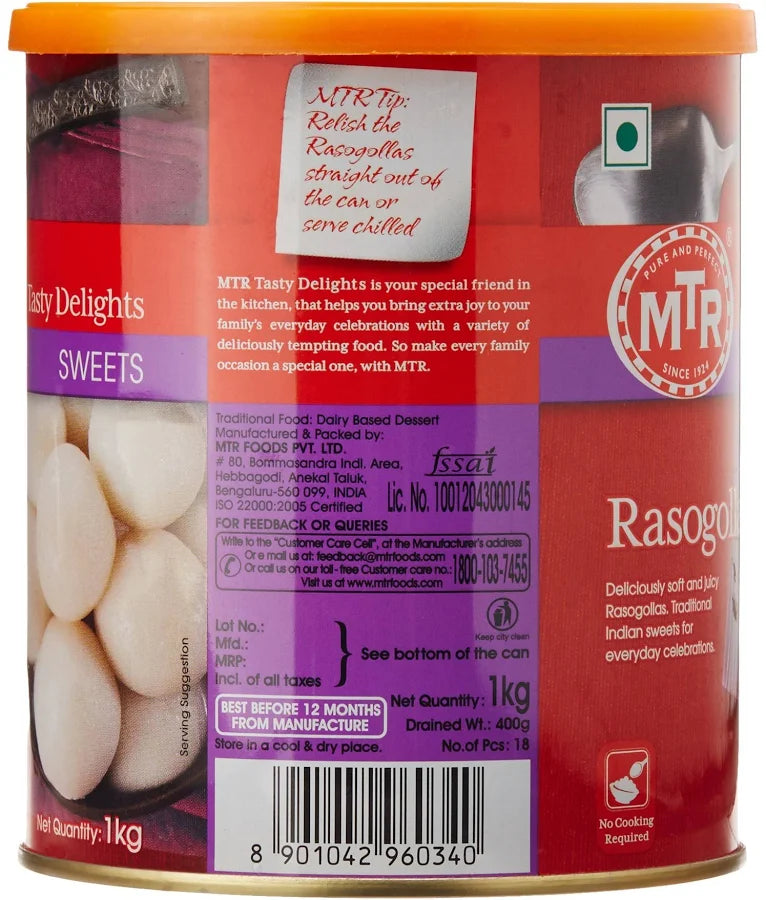 MTR Ready To Eat Rasgulla Tin