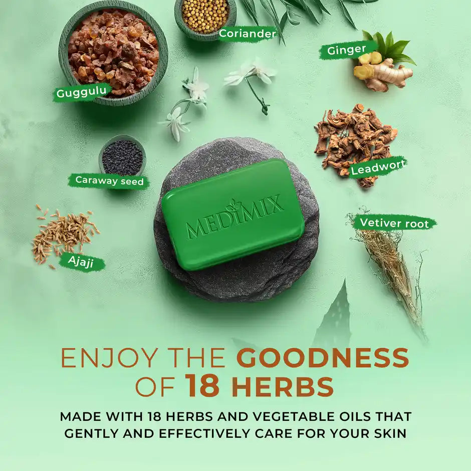 Medimix Classic Ayurvedic Traditionally Made Soap with 18 Herbs