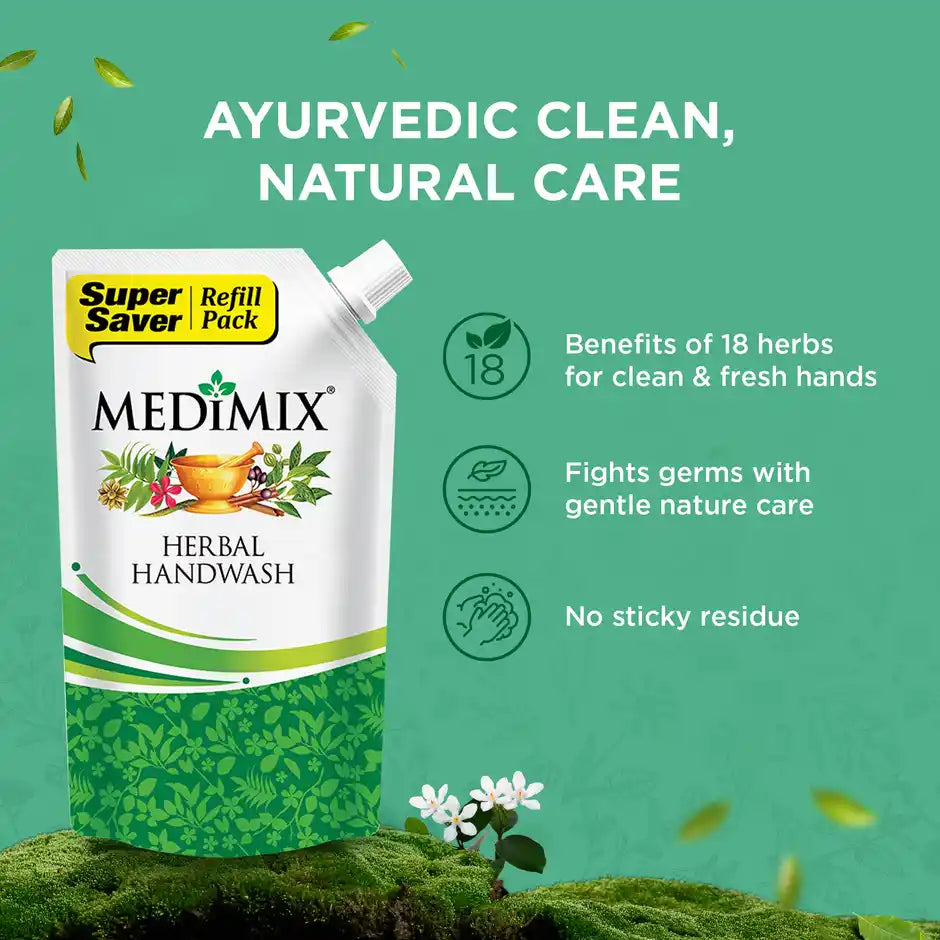 Medimix Herbal Handwash Refill Pouch 18 Exotic Herbs for Germ Protection & Moisturized Hands