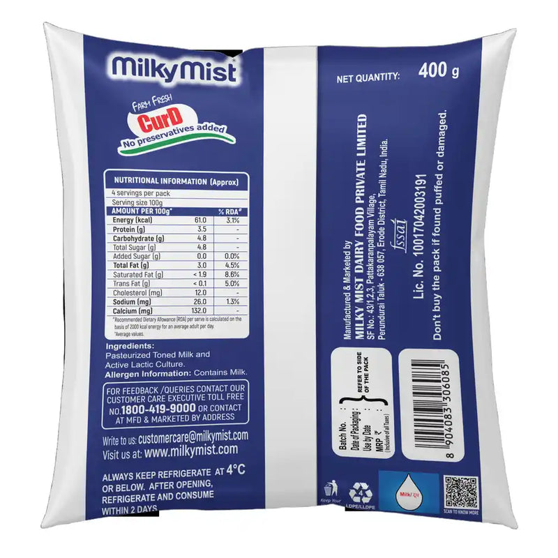 Milky Mist Curd Pouch 400g