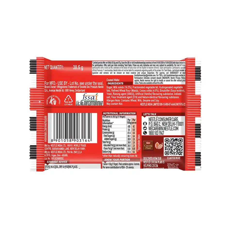 Nestle KitKat 4 Fingers Choco-Coated Wafer Bar
