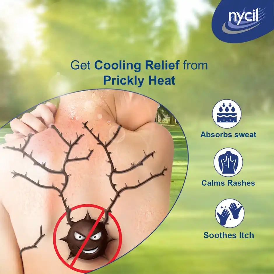 Nycil Germ Expert Prickly Heat Powder - Cool Herbal, (Get Cool Herbal 60 g Free)