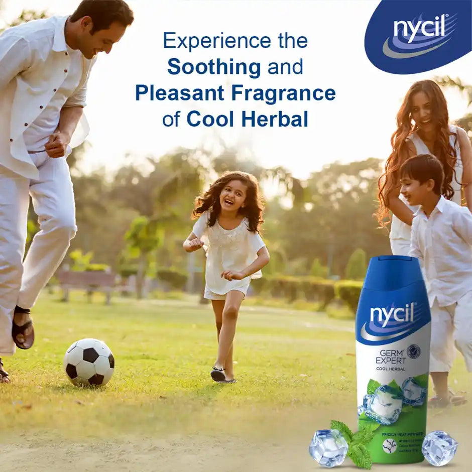 Nycil Germ Expert Prickly Heat Powder - Cool Herbal, (Get Cool Herbal 60 g Free)
