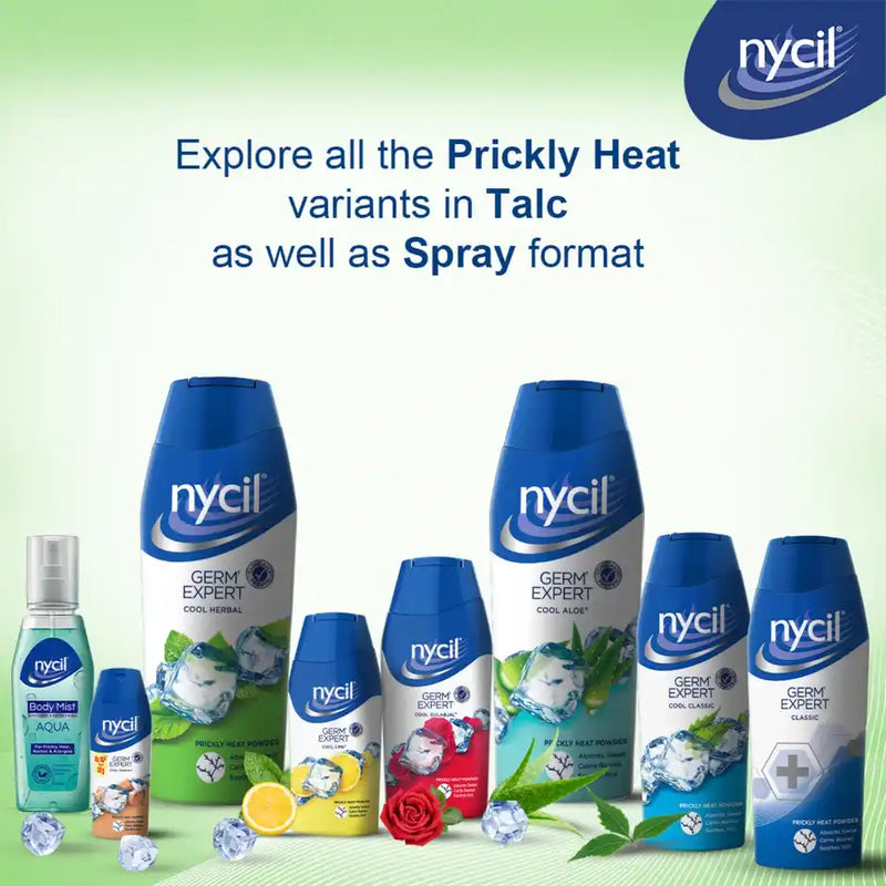 Nycil Germ Expert Prickly Heat Powder - Cool Herbal, (Get Cool Herbal 60 g Free)
