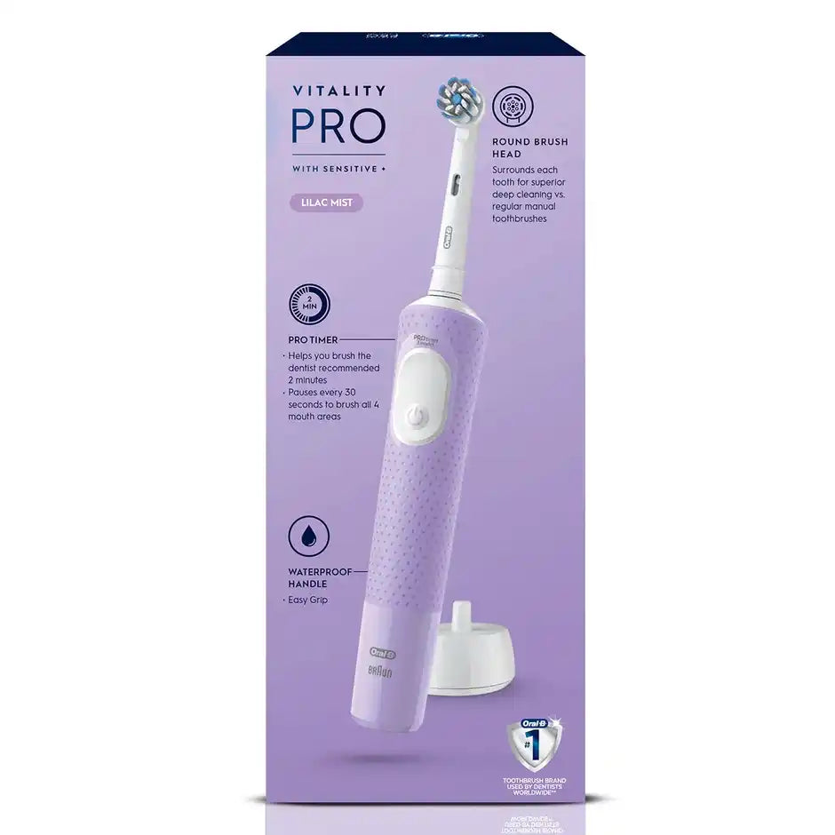 Oral B Vitality Pro With Sensitive Plus Rotating Electric Toothbrush 3 Brushing Modes Protimer