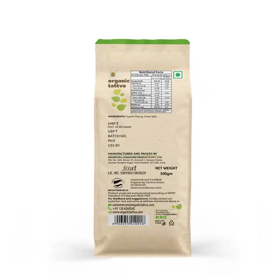 Organic Tattva Moong Dal Green Split