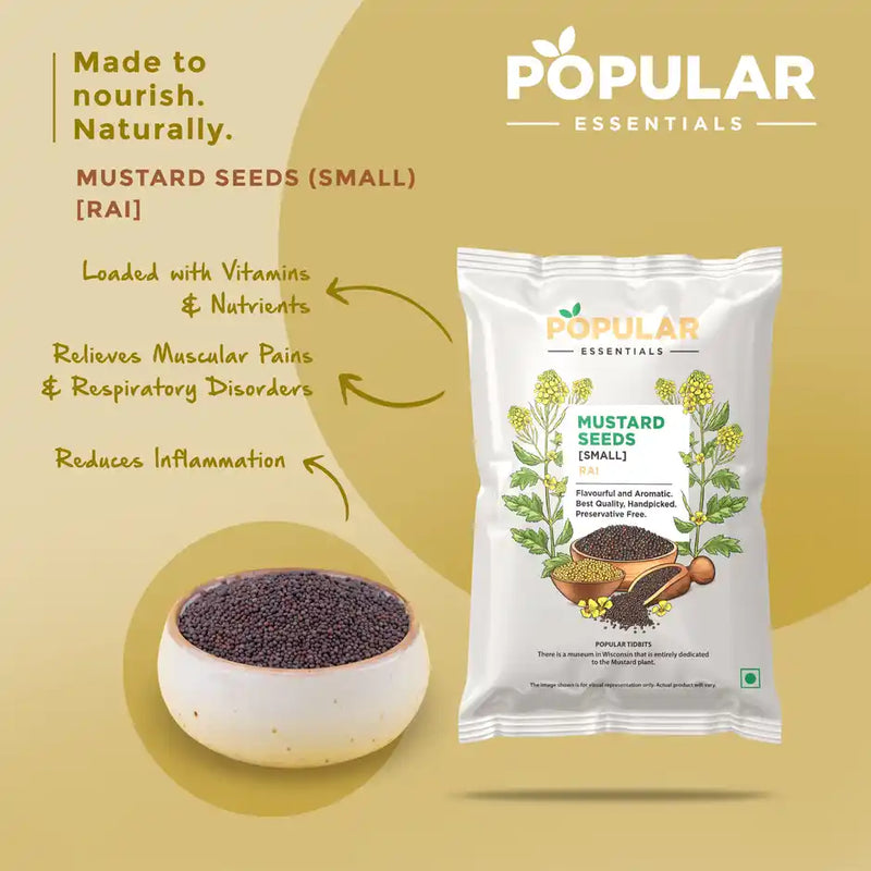 Popular Essentials Mustard Seeds Rai (Small) 100g Pouch