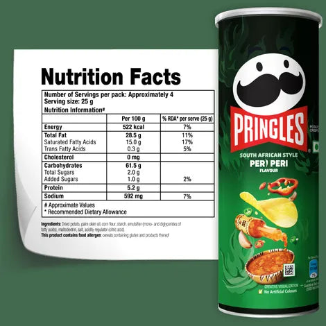 Pringles Potato Chips Peri Peri Flavour 102g