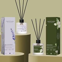 Soul & Scents Lavender and Jasmine Reed Diffuser Set - 100ml with Free 10 Rattan Reed Sticks