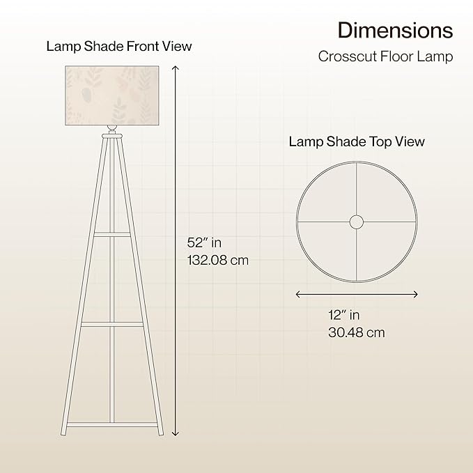 Crosscut Furniture LED Tripod Floor Lamp with 3 Shelves