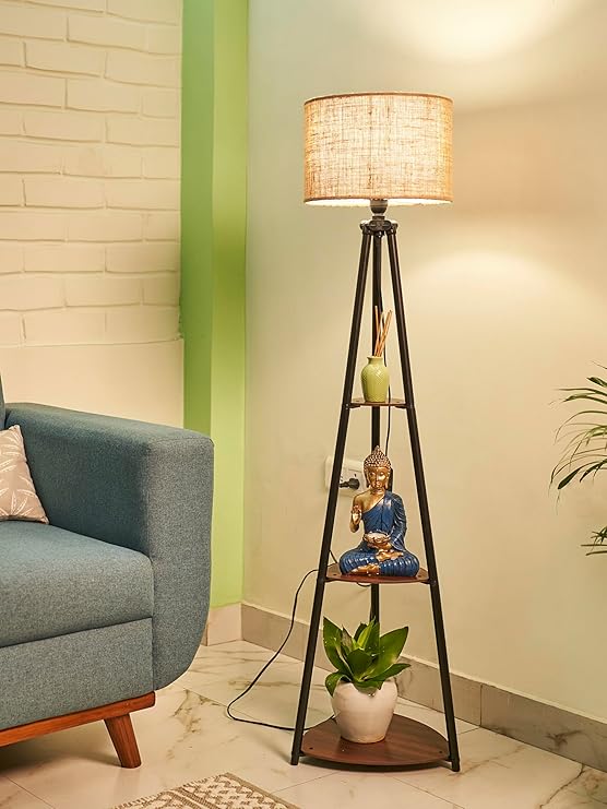 Crosscut Furniture LED Tripod Floor Lamp with 3 Shelves