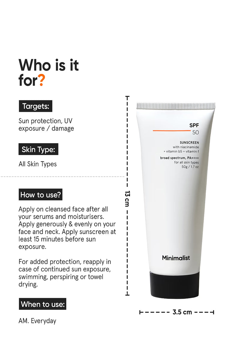 Minimalist Sunscreen SPF 50 PA++++ Water And Sweat Resistant